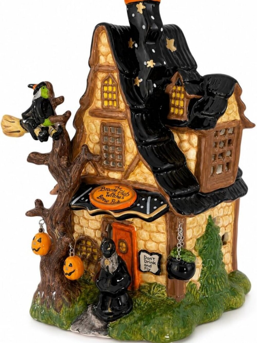 Charming Witches Brew Candle House - 8.25” x 5” Decorative Ceramic Home Accent